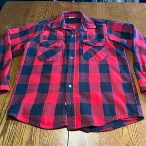 FIVEBROTHER Vintage Flannel Shirt Buffalo Plaid Five Brother